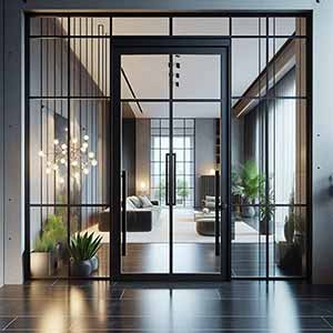  أبواب المنيوم مزدوجة للمداخل الواسعة