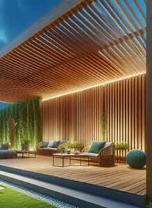 ​مظلات الخشب المستعار (WPC with Aluminum Frames):